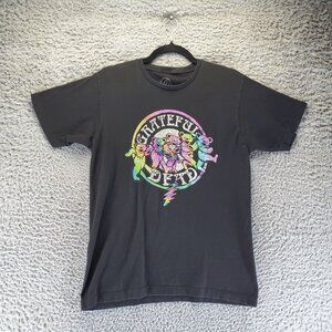 Grateful Dead Shirt Mens Medium Black Rainbow Tie-Dye Dancing Bears Graphic Tee